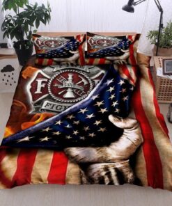 American Firefighter Quilt Bedding Set