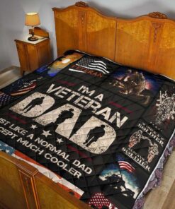 I'm A Veteran Dad Just Like A Norman Dad Except Much Cooler Quilt Bedding Set