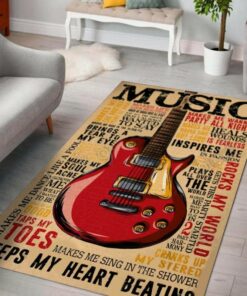 Guitar Music Quotes Area Rug For Bedroom