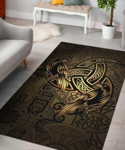 Celtic Cross With Raven Rug