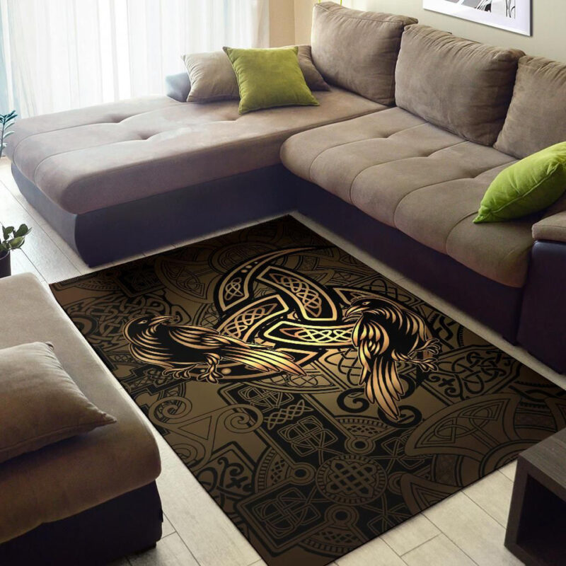 Celtic Cross With Raven Rug
