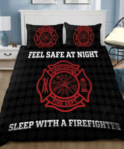 Feel Safe At Night Sleep With A Firefighter Quilt Bedding Set