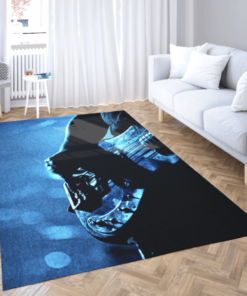 Bass Guitar In Blue Music Home Decor Area Rug