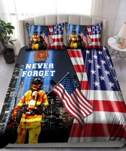 Never Forget Firefighter Quilt Bedding Set