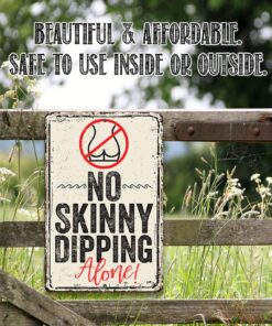 No Skinny Dipping Alone - Funny Personalized Swimming Pool Metal Signs