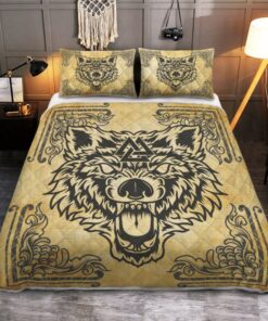 Wolf Valknut Viking Quilt Bedding Set