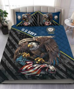 US Navy Veteran These Colors Don't Run Quilt Bedding Set