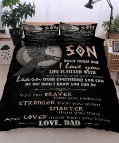 To My Son Love Dad Viking Quilt Bedding Set