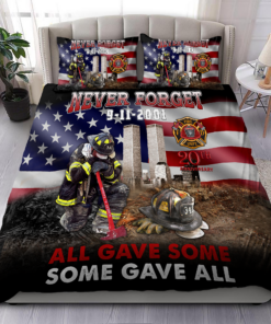 Never Forget Firefigter Quilt Bedding Set