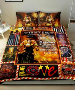 To My Dad Firefighter Quilt Bedding Set