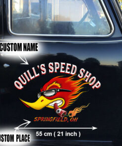 Personalized Speed Shop Hot Rod Woodpecker Vinyl Stickers