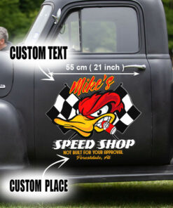Personalized Hot Rod Garage Speed Shop Hot Rod Duck Decals