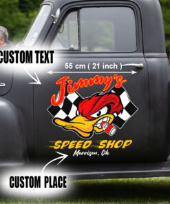Personalized Hot Rod Garage Hot Rod Duck Speed Shop Vinyl Sticker