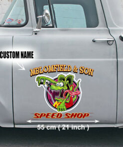 Personalized Hot Rod Rat Fink Speed Shop 3 Layers Decals For Car Door