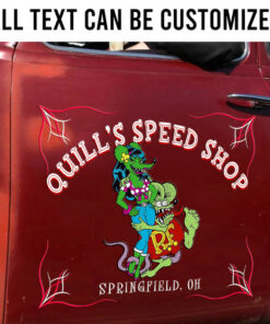 Personalized Hot Rod Garage Couple Trixie Rat Fink Decals For Car