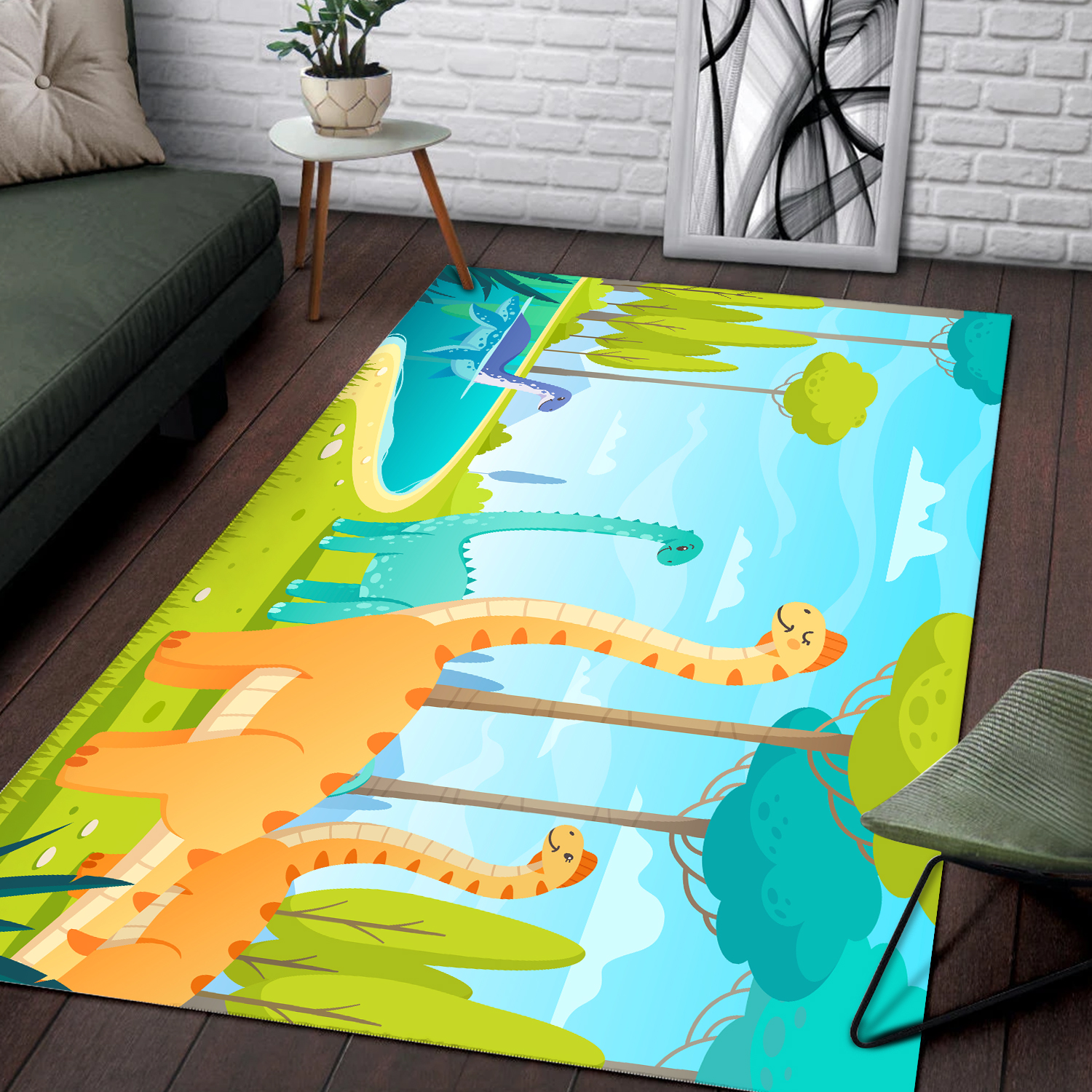 Cartoon Dinosaur Map Area Rugs Living Room Carpets Floor Door Mat Bedroom Decor 