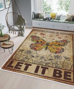 Vintage Whisper Words of Wisdom Let It Be With Butterfly Rug