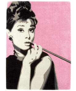 Audrey Hepburn Portrait Pink Background Rug