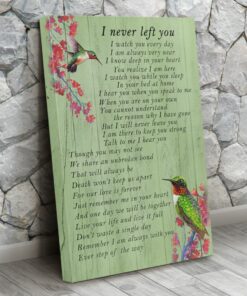 Hummingbird I Never Left You Poem Poster Wall Art Print