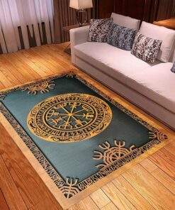 Helm of Terror Mysterious and Powerful Symbols Viking Area Rug Decoration For Bedroom, Living Room