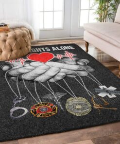 No One Fights Alone Firefighter Rugs