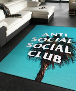 Blue Background Christmas Anti Social Social Club Rug