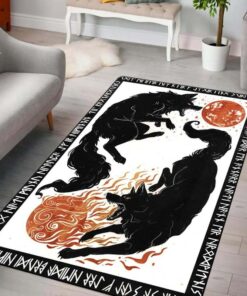 Wolf Son And Moon Viking Area Rug