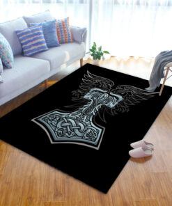 Thor Hammer Wings Viking Floor Carpet