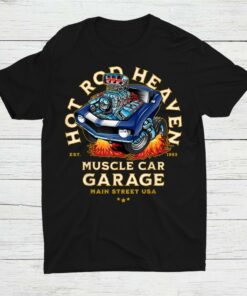 Hot Rod Heaven Muscle Car Garage USA Main Street T-Shirt