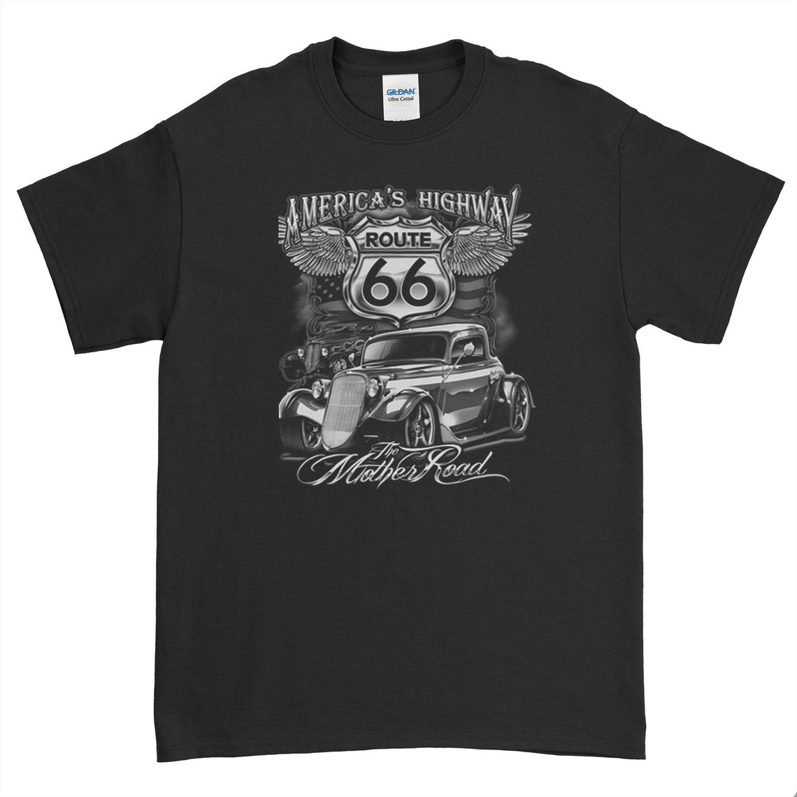 Hot Rod America's Highway Route 66 Mother Road t shirt - Dingmun