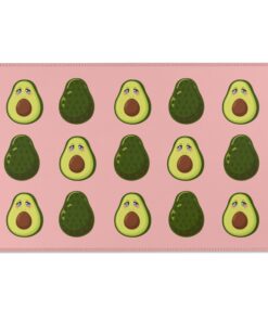 Green Avocado Face On Pink Background Area Rug