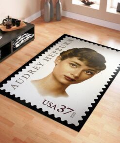 Personalized Audrey Hepburn Commemorative Postoffice Stamps Area Rug Living Room Rug