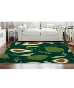 Green Avocados And Leaves Area Rug