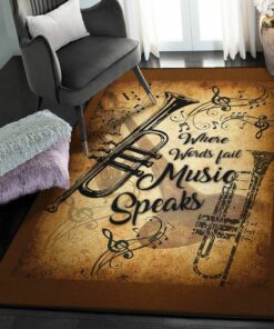 Classical Trumpet Themed Where Words Fail Music Speaks Rug