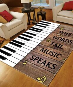 Wooden Piano Music Notes Where Words Fail Music Speaks Rug
