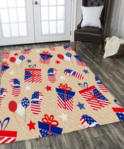 4th Of July Gift And Balloon Pattern American Independence Beige Color Rug