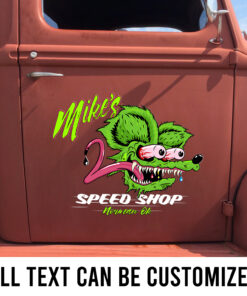 Personalized Speed Shop Rat Fink Face Vinyl Stickers
