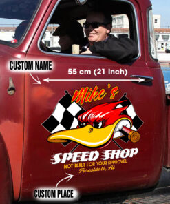Custom Hot Rod Duck Lowbrow Door Art Vinyl Decals Set 2 Pcs
