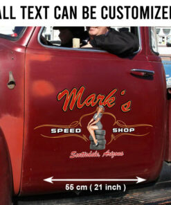 Large Pinstripe Decals With Pinup Girl Set 2 Pcs