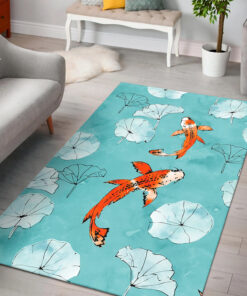 Waterlily Koi Fish Rug in Turquoise