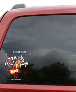 Red Devil In Black Leather Pin Up Girl Decal Sticker – 6-Inch – American Vinyl