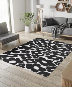 Black And White Daisy Flower Y2K Rug