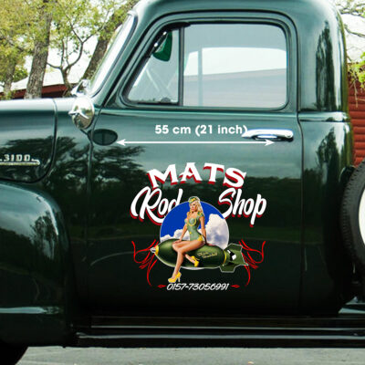 Bomber Pinup Girl Hot Rod Pinstripe Car Decals