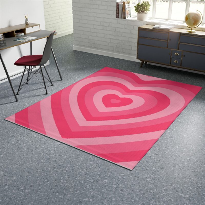 Cute Pink Y2K Heart Rug Dingmun