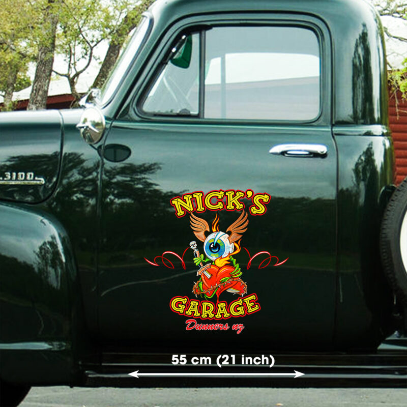 Flying Eyeball With Heart Hot Rod Pinstripe Decals For Cars