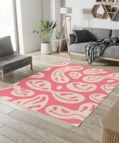 Light Pink Dripping Smiley Face Y2K Rug