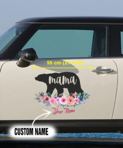 Mama Bear Floral Watercolor Flowers Mom Car Body Stickers set 2 Pcs