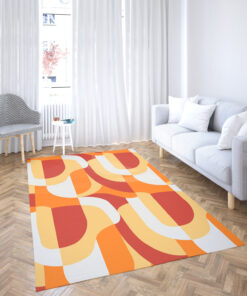 Orange Abstract Retro Pattern 70's Style Area Rugs