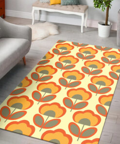 Organge Floral Retro 70s Style Rug