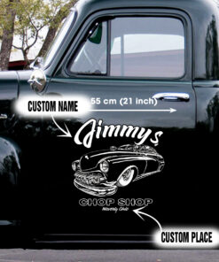 Personalized Hot Rod Pinstripe Chop Shop Decals For Cars